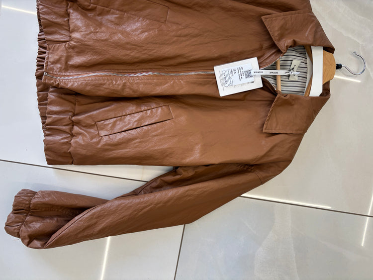 Susy mix - Giubbino zip ecopelle - marrone