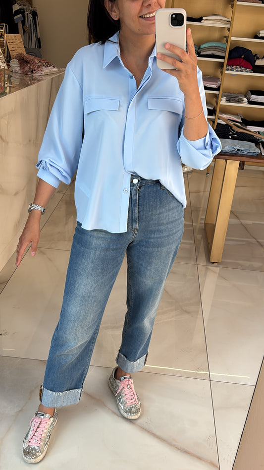 SUSY MIX - CAMICIA CON TASCA - CELESTE