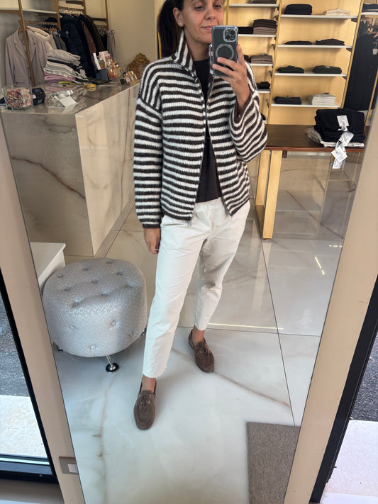 SUSY MIX - MAGLIA RIGATA - MORO