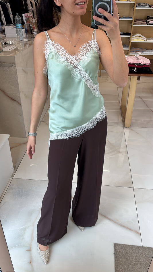 Susy mix - canotta pizzo - verde menta