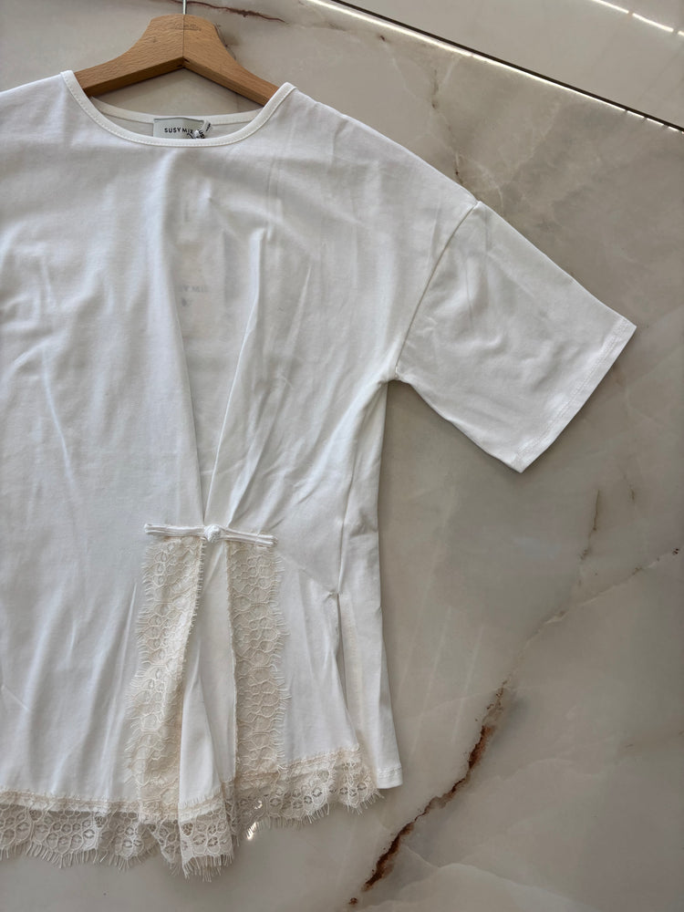 SUSY MIX - T SHIRT PIZZO - BIANCA