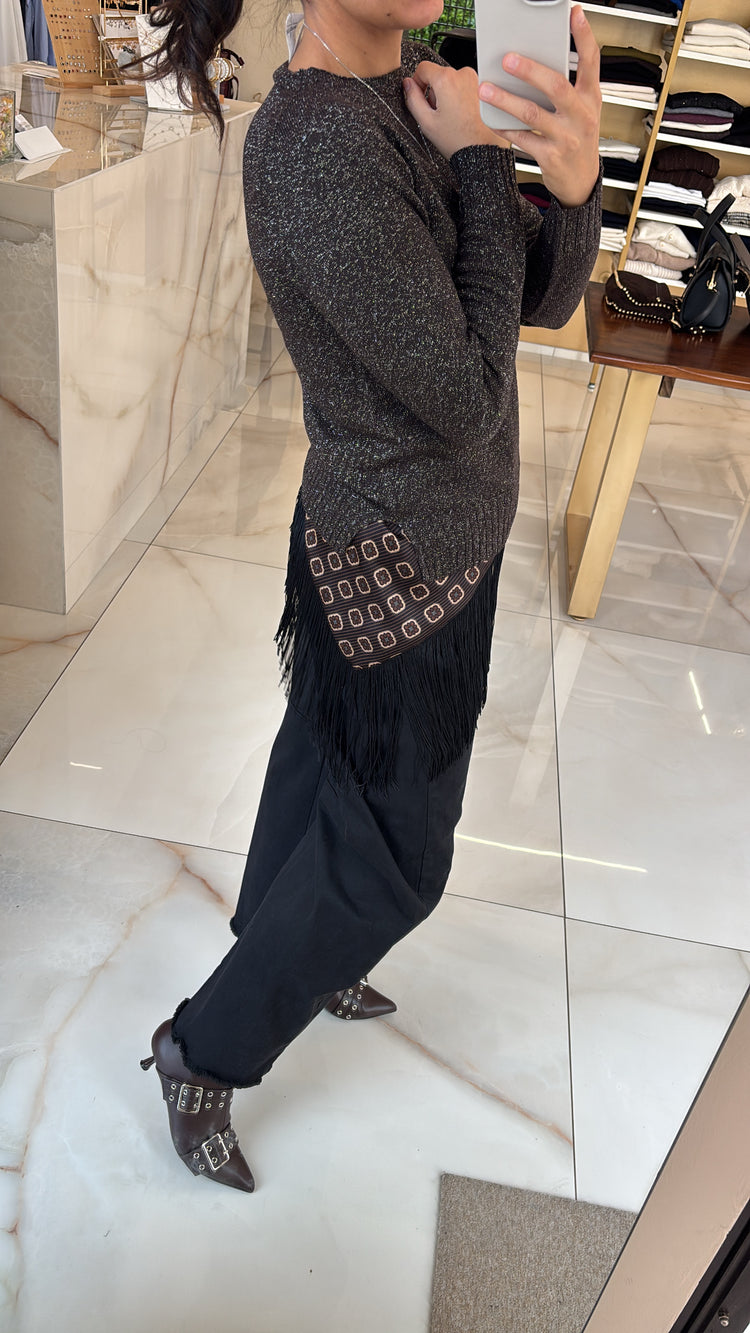 SUSY MIX - PANTALONE c/FOULARD - NERO