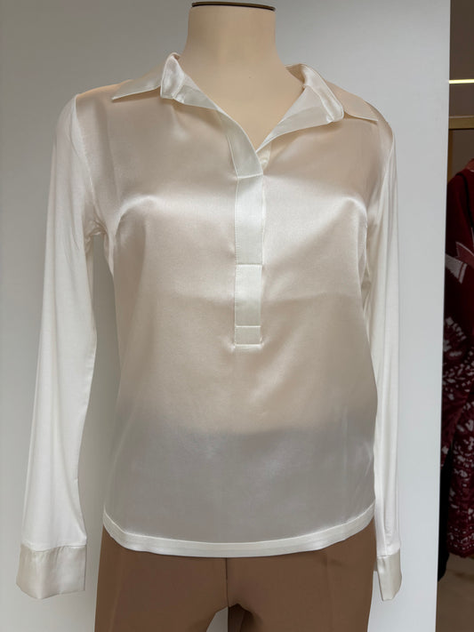 DANIEL E MAYER - MAGLIA CAMICIA SETA - BIANCA