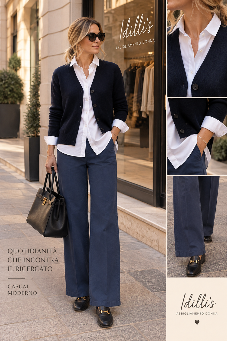 CARMEN - PANTALONE CLASSICO GAMBA DRITTA - BLU