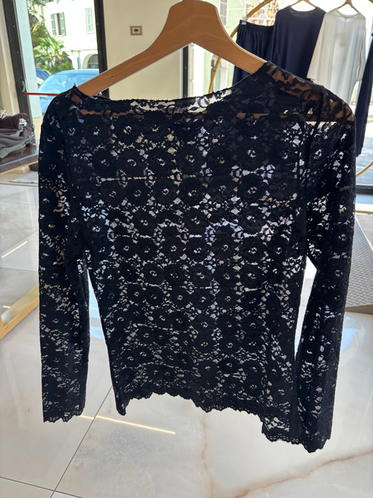 SUSY MIX - MAGLIA PIZZO MANICA 3 / 4 - NERA