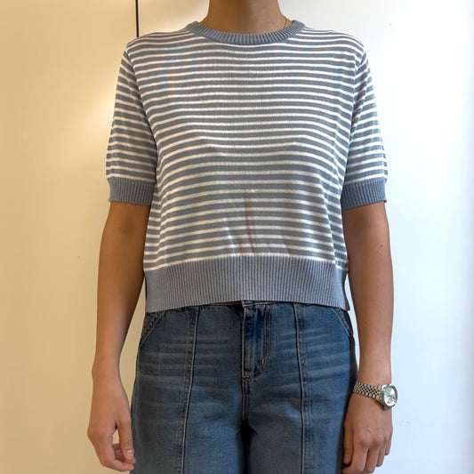 SUSY MIX - MAGLIA RIGATA MANICA 3/4 - CELESTE