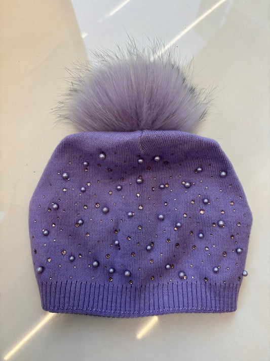 BERRETTA CON PON PON E STRASS - ROXY - LILLA