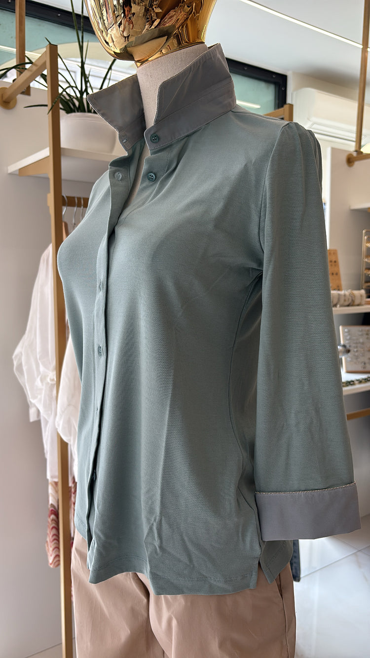 DANIEL E MAYER - CAMICIA IN MAGLIA - VERDE ACQUA