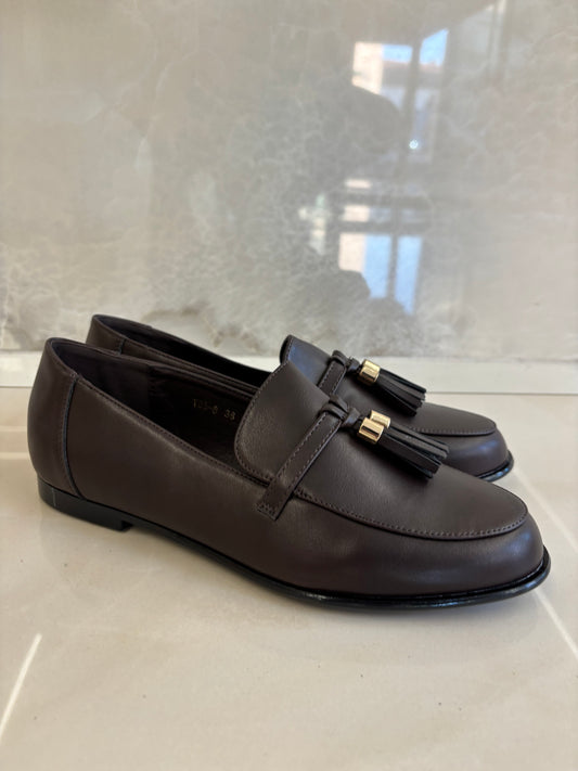 MOCASSINO ECOPELLE LISCIO - MARRONE