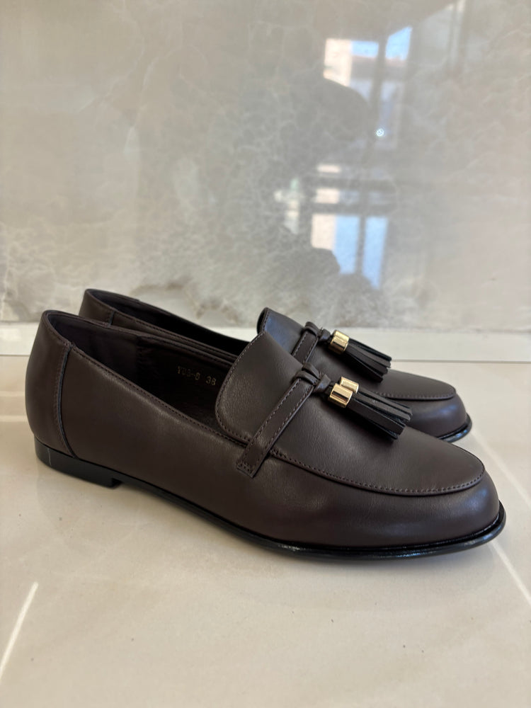 MOCASSINO ECOPELLE LISCIO - MARRONE