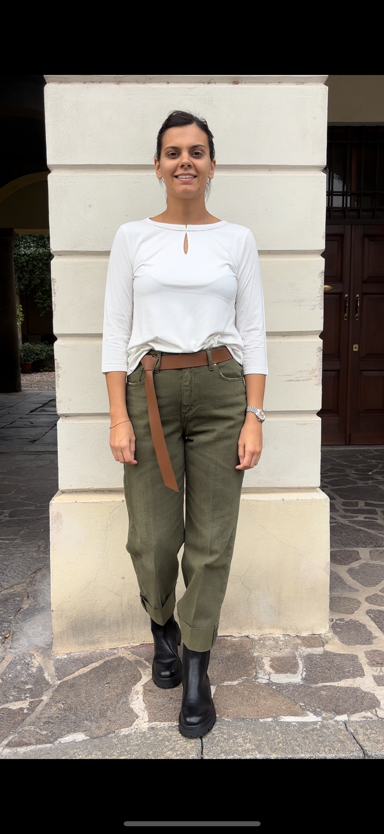 HAVEONE - PANTALONE " MANDY " - VERDE MILITARE