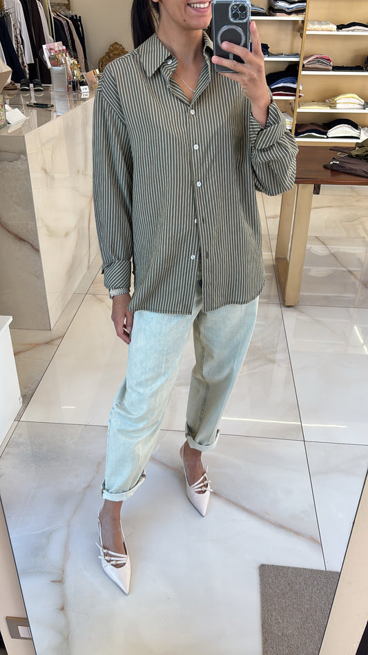 SUSY MIX - CAMICIA RIGHE - VERDE MILITARE