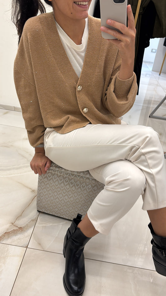 SUSY MIX - MAGLIA CASHMIRINA GIROCOLLO - PANNA