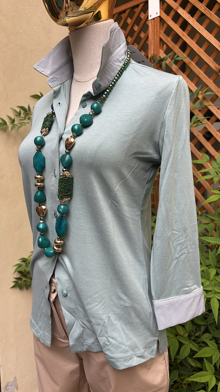 DANIEL E MAYER - CAMICIA IN MAGLIA - VERDE ACQUA