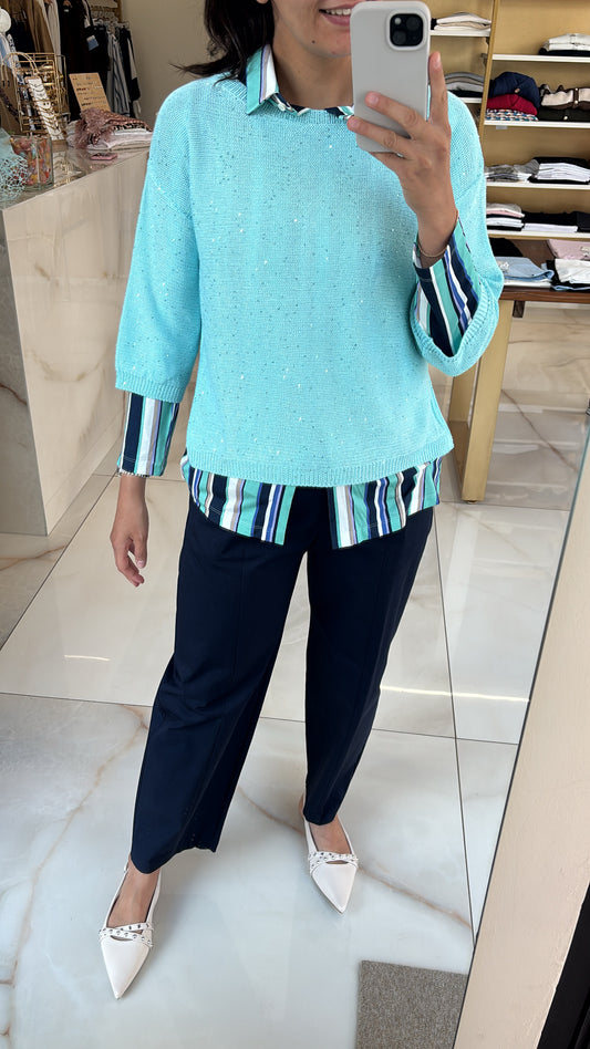 DANIEL & MAYER - CAMICIA IN COTONE - RIGHE BLU