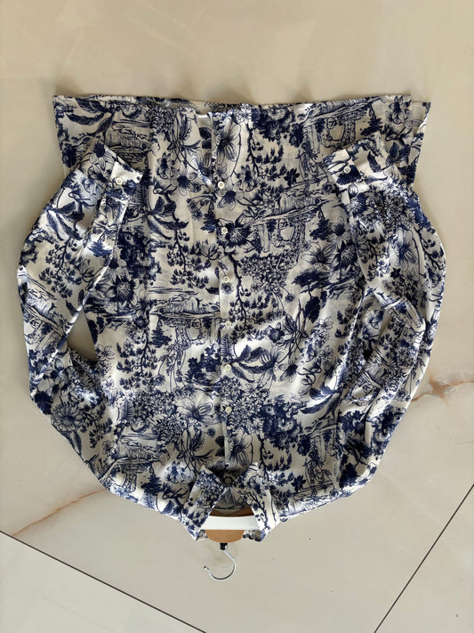 Daniel e Mayer - camicia in seta - fantasia blu