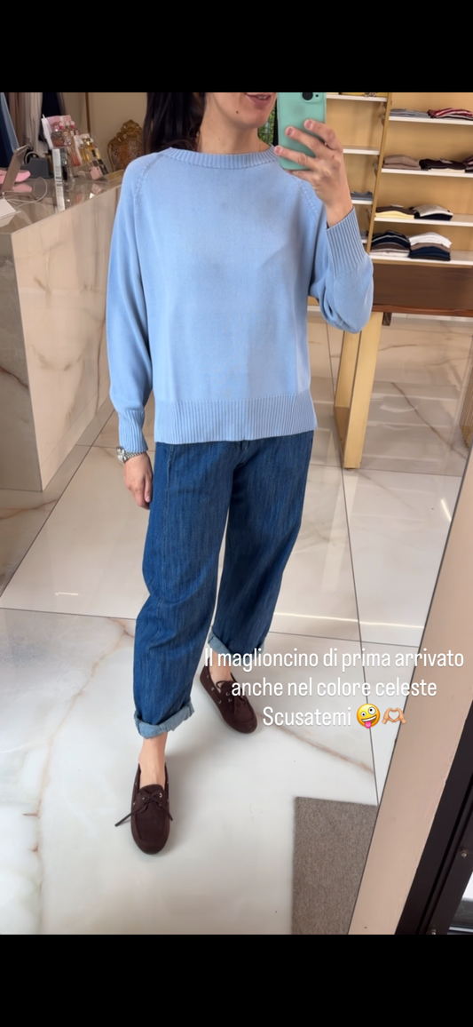 SUSY MIX - MAGLIA SCOLLO A BARCA - CELESTE
