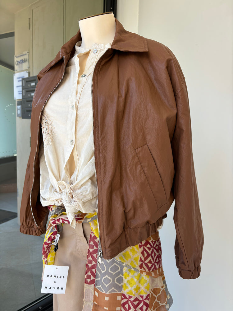 Susy mix - Giubbino zip ecopelle - marrone