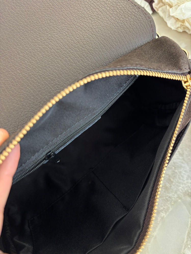 BORSA SUEDE E PELLE  - TESTA DI MORO