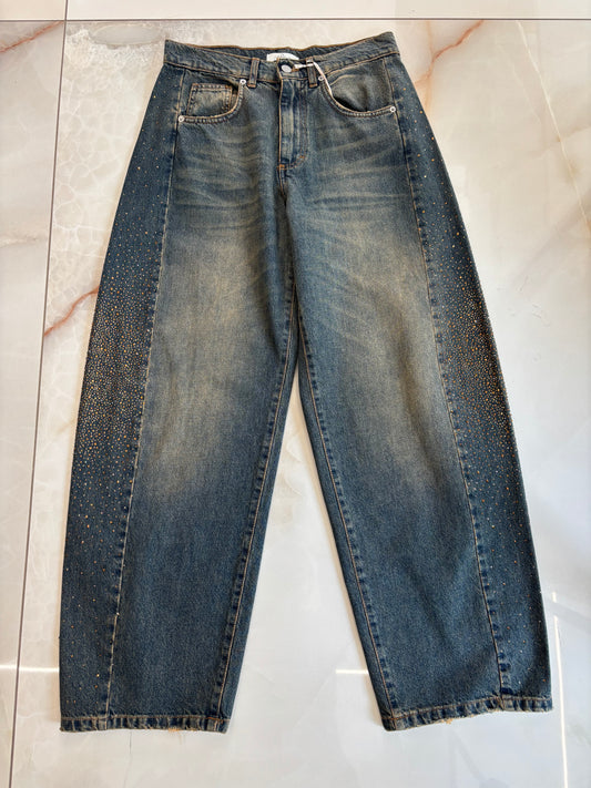 CARMEN - JEANS OVETTO CON STRASS - RAME