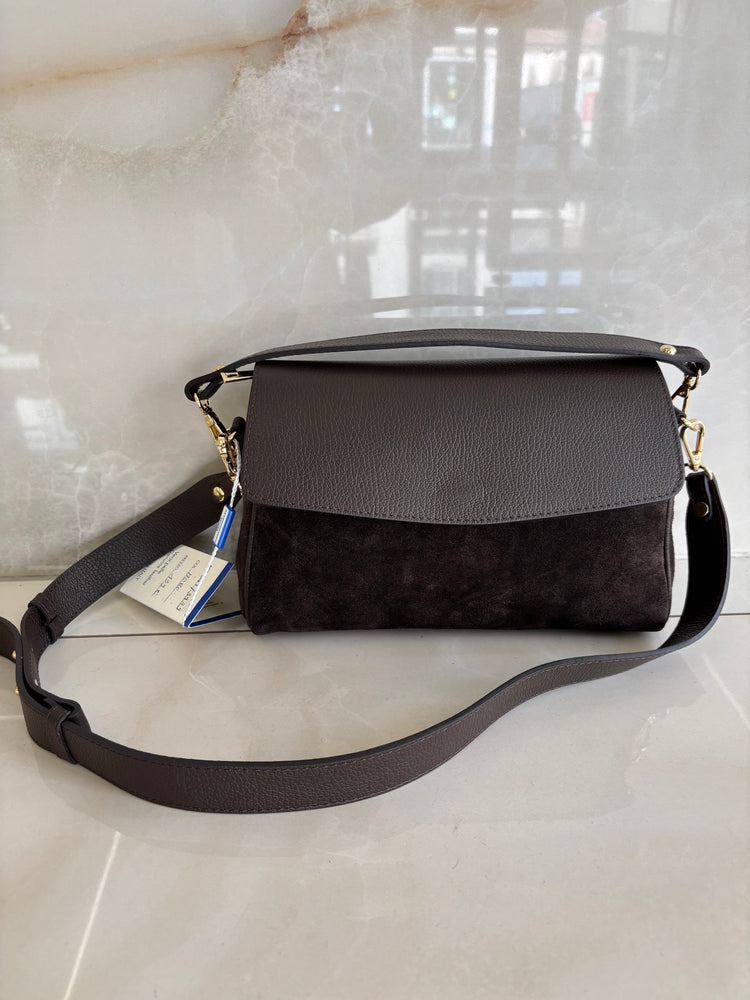 BORSA SUEDE E PELLE  - TESTA DI MORO