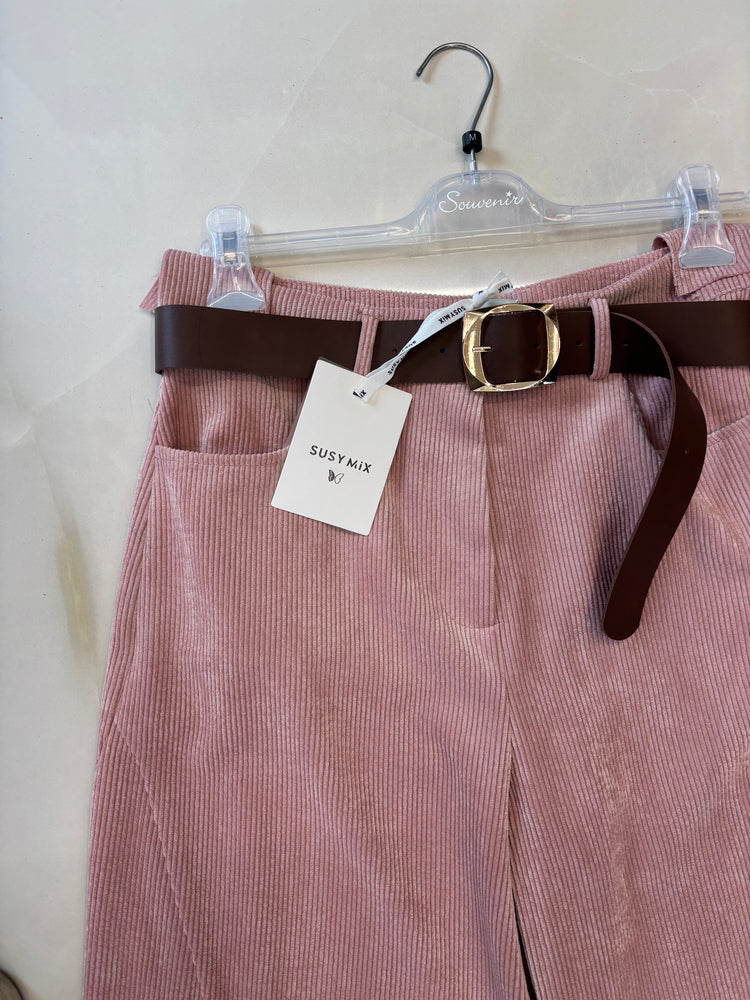 SUSY MIX - PANTALONE IN VELLUTO ROSA