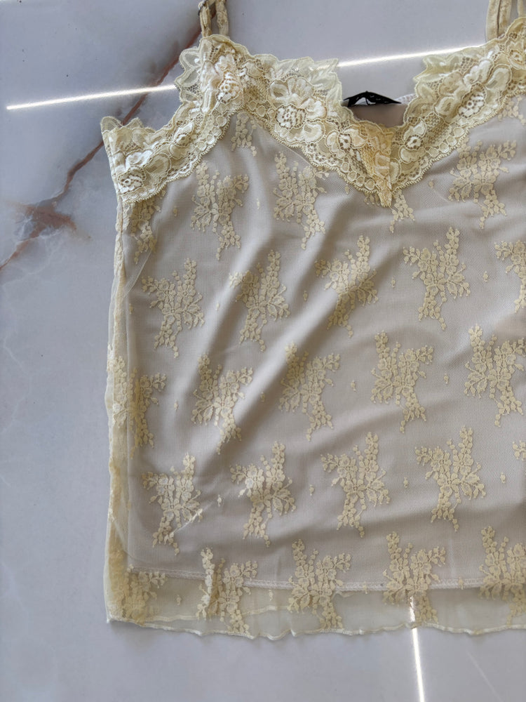Susy mix - top pizzo - giallo