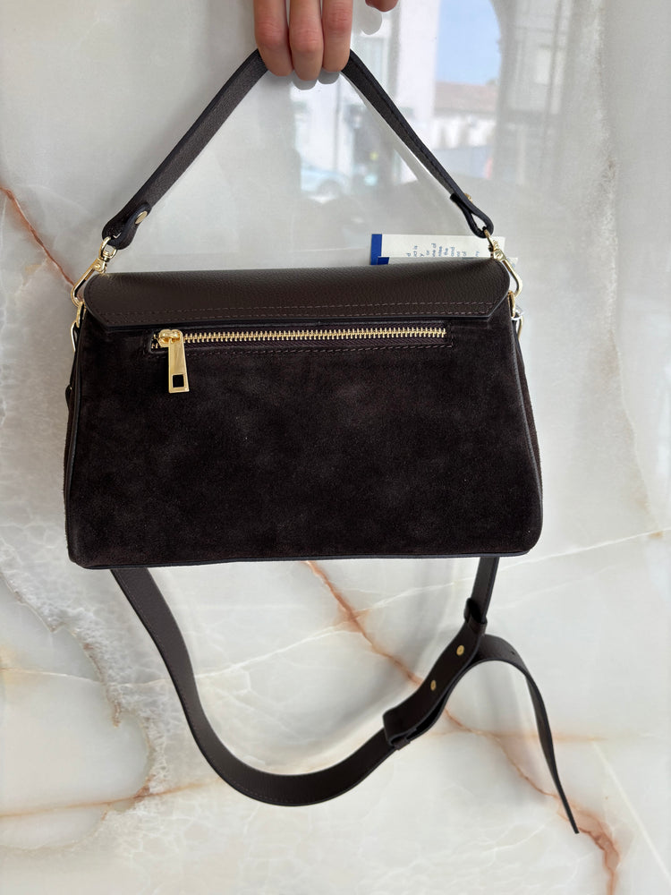 BORSA SUEDE E PELLE  - TESTA DI MORO