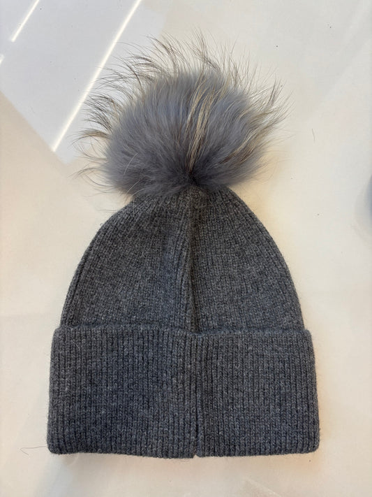 BERRETTA CON RISVOLTO E PON PON - DARCY - GRIGIO SCURO