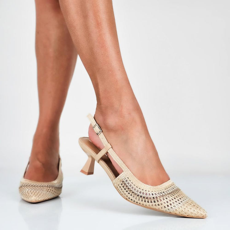 SLINGBACK INTRECCIO - BEIGE