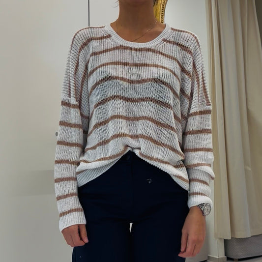 TENSIONE IN - MAGLIA RIGA - LATTE BISCOTTO