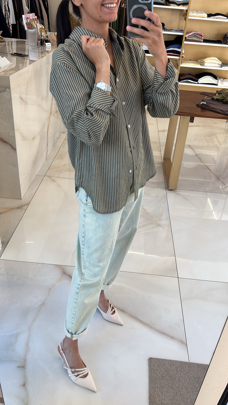SUSY MIX - CAMICIA RIGHE - VERDE MILITARE