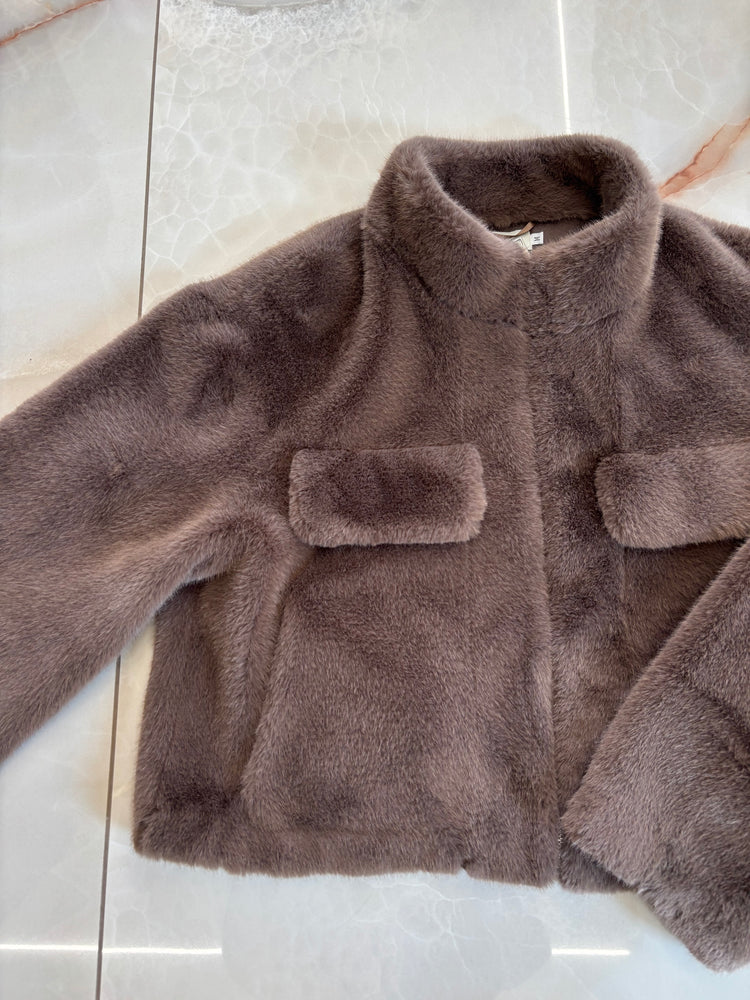 SUSY MIX - GIACCA ZIP CON PELO - CARAMELLO