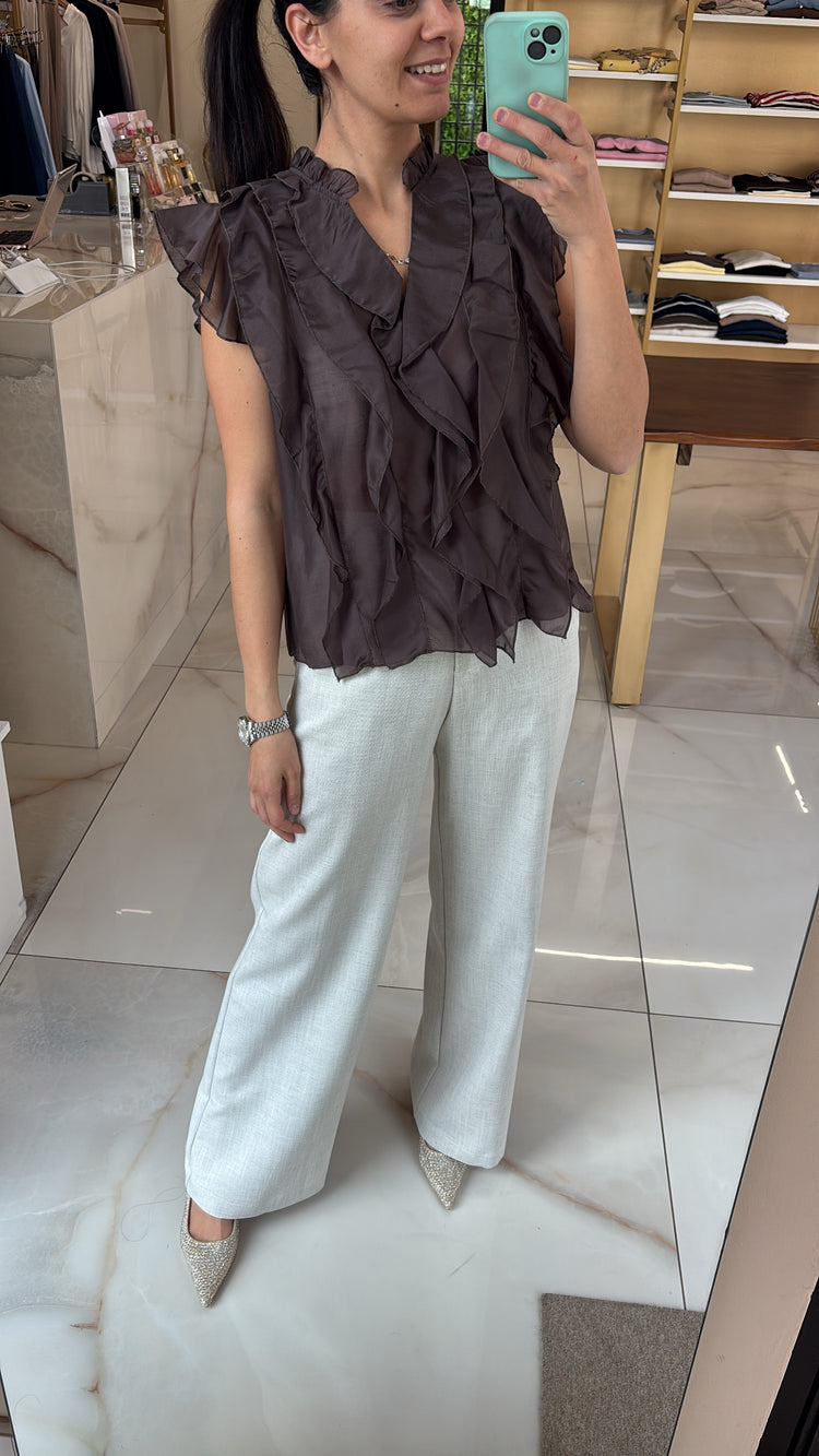 CARMEN - TAILLEUR TRAMA - PANTALONE PANNA