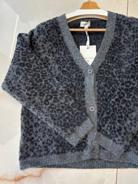 SUSY MIX - CARDIGAN MACULATO LUREX - GRIGIO