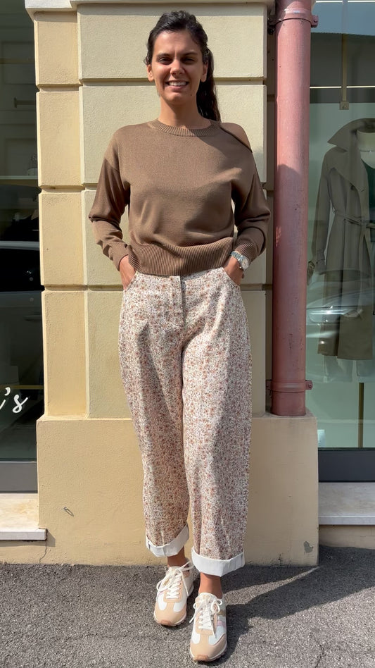 TENSIONE IN - MAGLIA CUT OUT - CHOCO MELANGE
