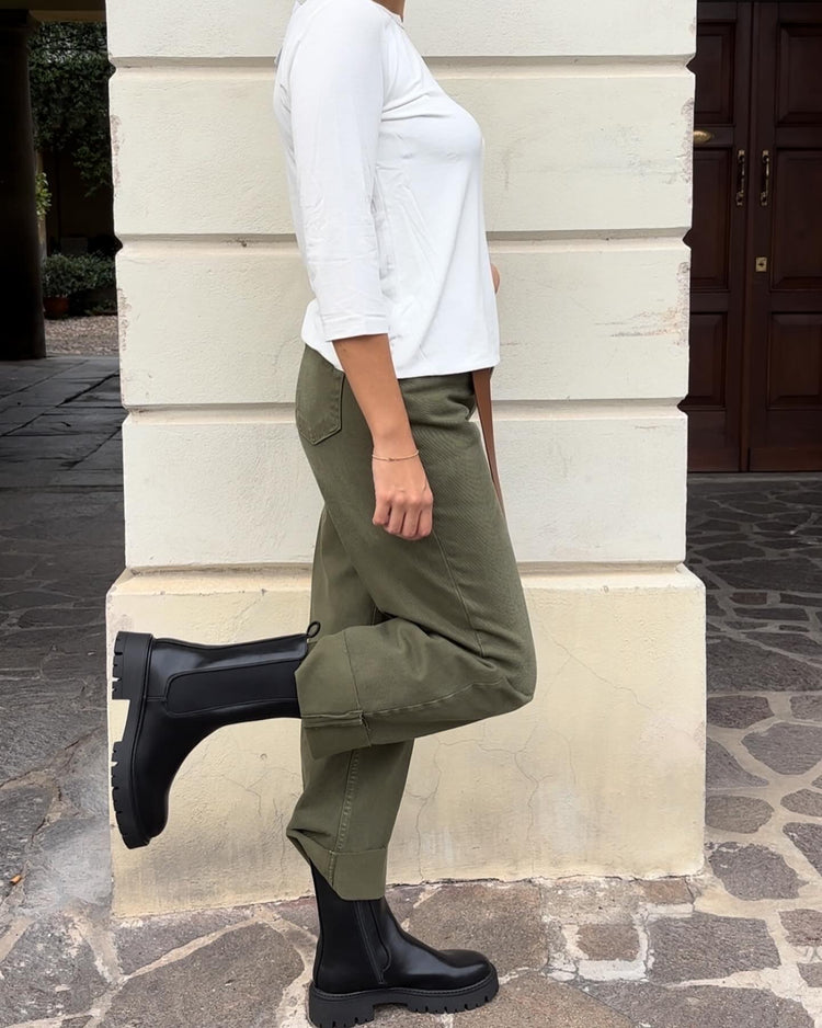 HAVEONE - PANTALONE " MANDY " - VERDE MILITARE