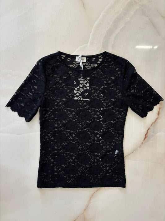 SUSY MIX - SOTTOGIACCA IN PIZZO MANICA CORTA - NERA