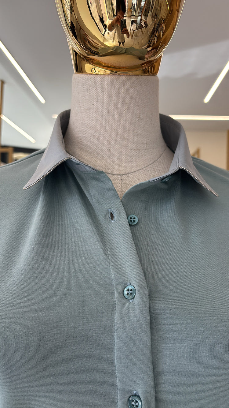 DANIEL E MAYER - CAMICIA IN MAGLIA - VERDE ACQUA