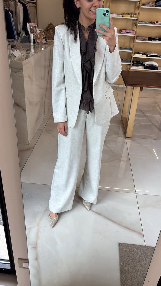 CARMEN - TAILLEUR TRAMA - PANTALONE PANNA