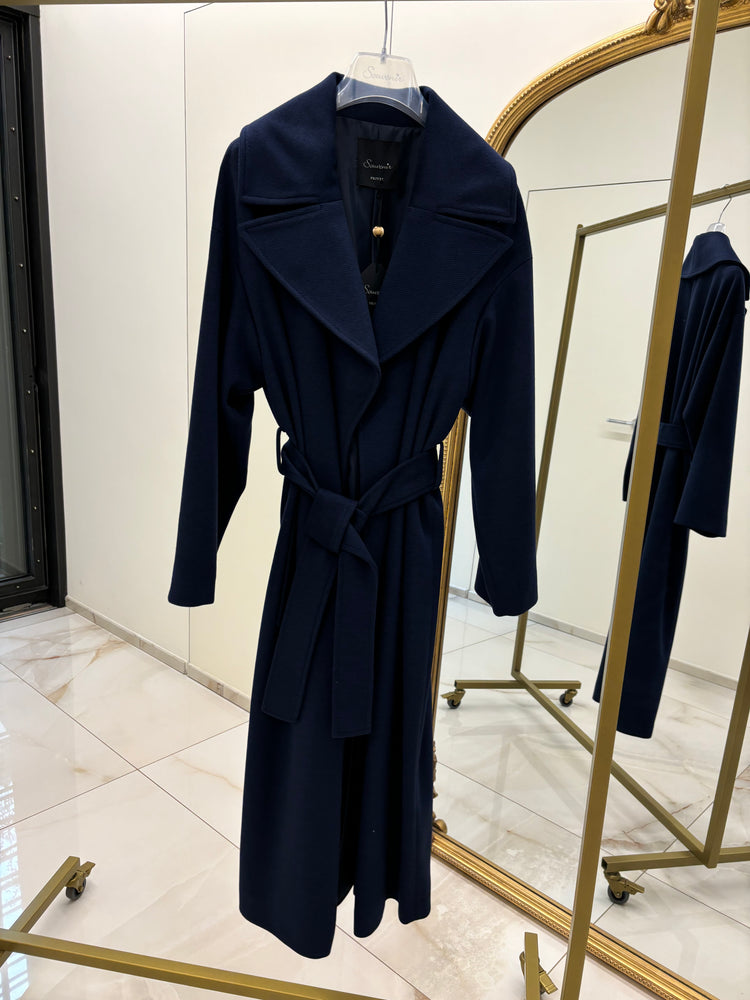 SOUVENIR - CAPPOTTO CON CINTURA - BLU NOTTE