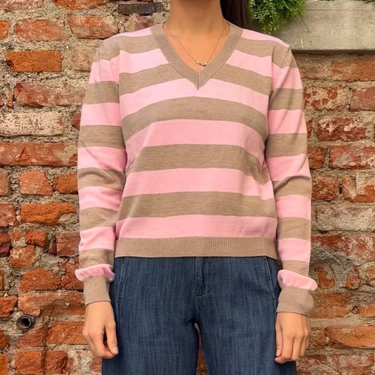 TENSIONE IN - MAGLIA V RIGHE - ROSA