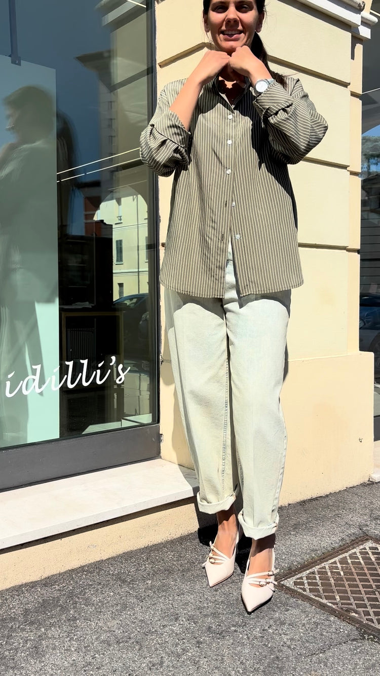 SUSY MIX - CAMICIA RIGHE - VERDE MILITARE