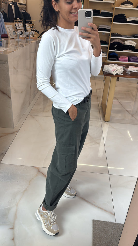SUSY MIX -  PANTALONE TASCONATO - VERDE MILITARE