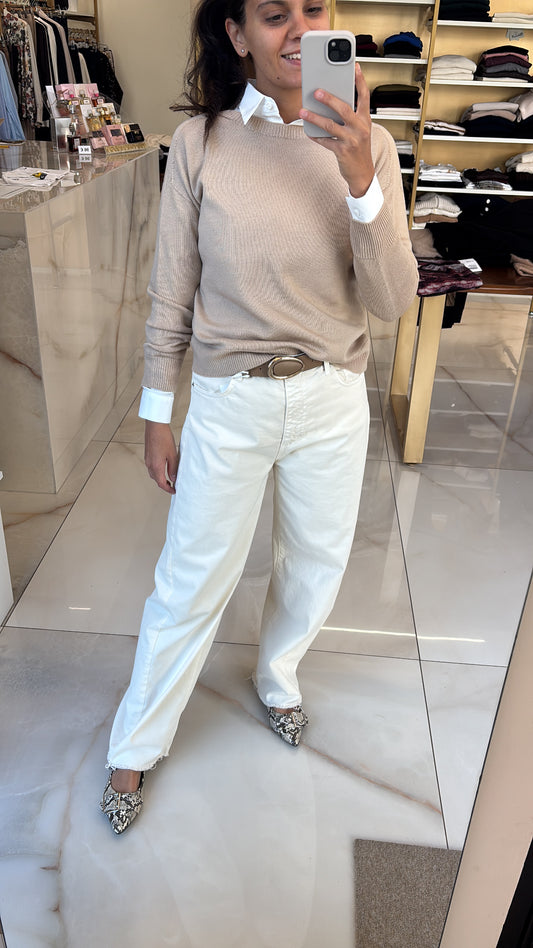 CARMEN - MAGLIONE GIROCOLLO cod. GRACE - BISCOTTO