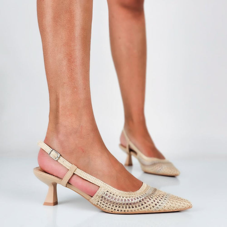 SLINGBACK INTRECCIO - BEIGE