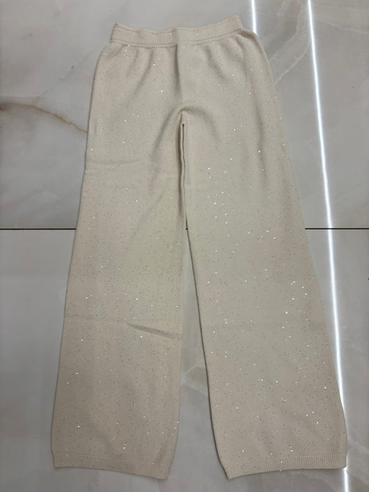 SUSY MIX - PANTALONE PALAZZA CON MICROPAILLETTES - LATTE