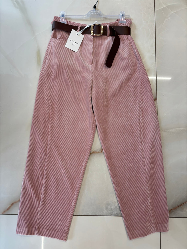 SUSY MIX - PANTALONE IN VELLUTO ROSA