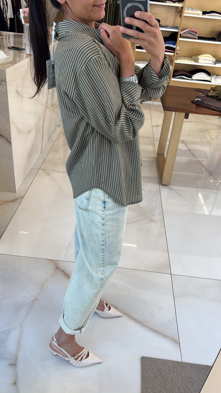 SUSY MIX - CAMICIA RIGHE - VERDE MILITARE