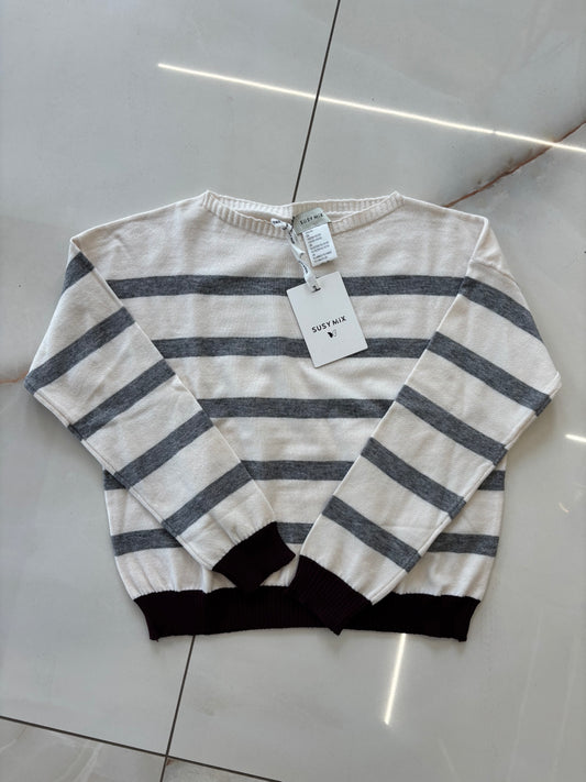 SUSY MIX - MAGLIA RIGATA - BORDEAUX